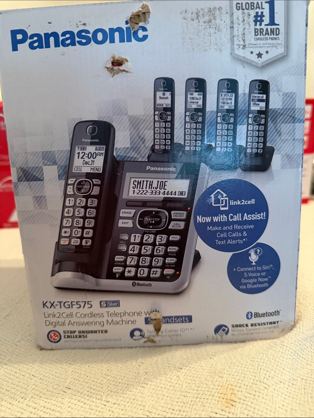 Panasonic Silver and Black Cordless Phone System with Multiple Handsets
